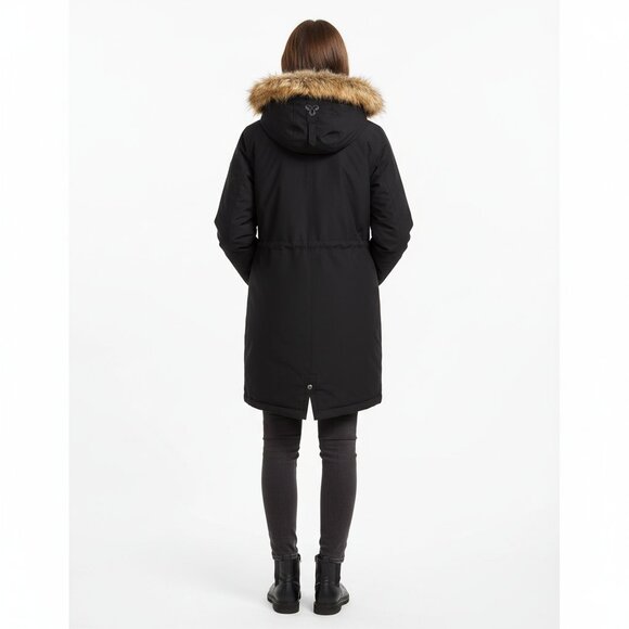 ARITZIA TNA Verbier Parka Black Long Coat Faux Fur Hood Women's (S) Winter - Picture 3 of 7